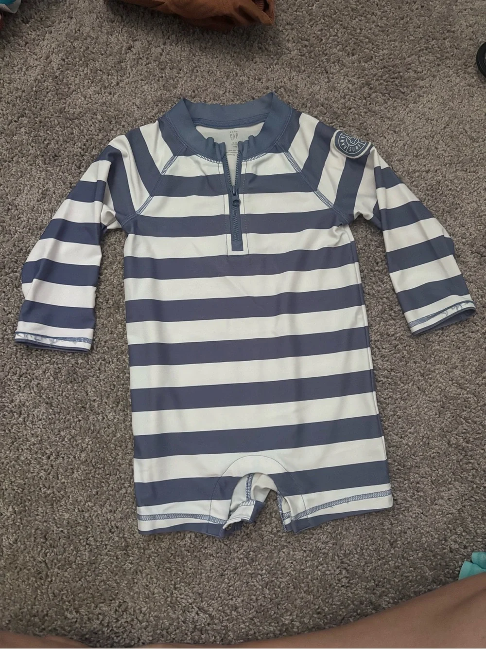 GAP Kids Navy & White Striped Long-Sleeve Rashguard